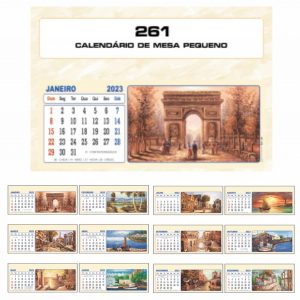 Calendário de Mesa Tamanho: 16cm x 11,1cm (Ref.: 260, 261 e 262)